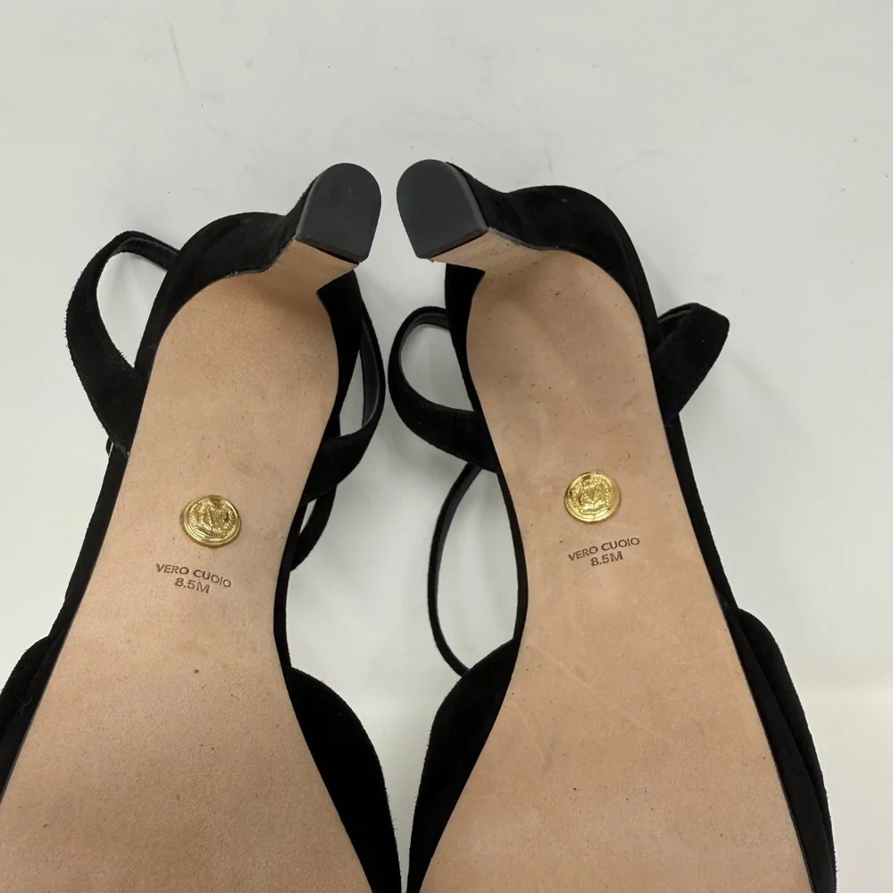 New Veronica Beard Brianne Sandals Black Suede Sz 8.5